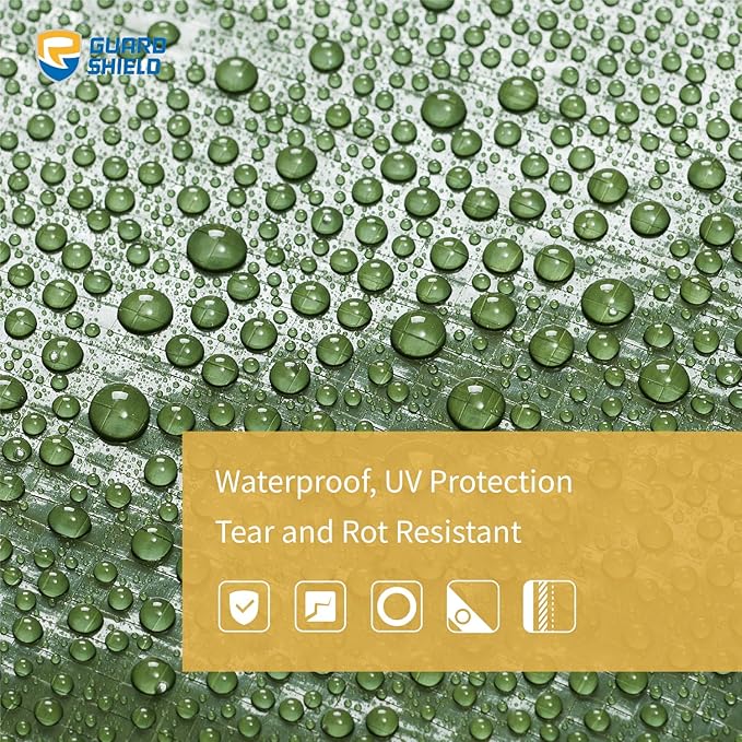 GUARD SHIELD Green Tarp Waterproof 16x20 Feet Medium Duty All Purpose Poly Tarps Cover 7mil