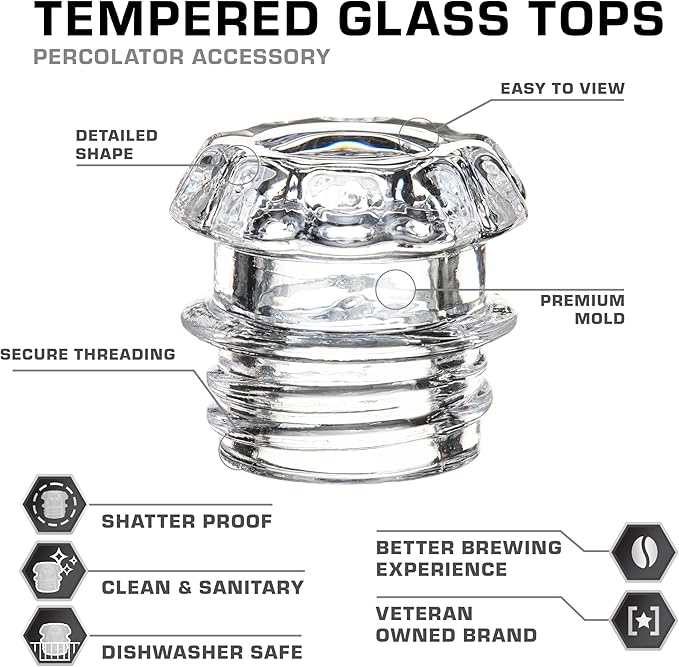 COLETTI Coffee Percolator Glass Top Replacement - (Pack of 2)