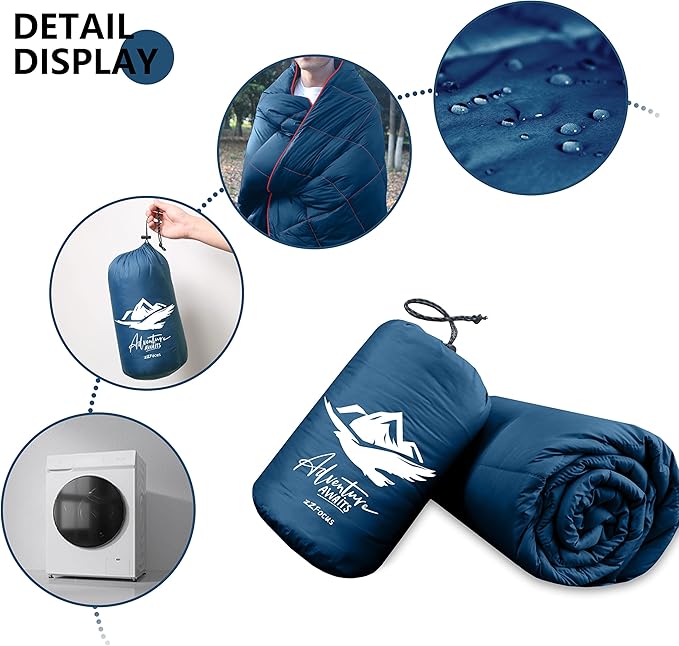 Mini Camping Blanket,Lightweight Puffy Blanket Packable Down Alternative Throw Blanket Waterproof Windproof for Outdoors, Travel, Beach, Airplane, Hiking