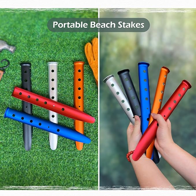 TRIWONDER Tent Stakes Pegs for Snow Sand Beach Canopy Heavy Duty Ground Anchor Stakes Tent Nail Aluminum U-Shaped Camping Hiking Backpacking 6Pcs