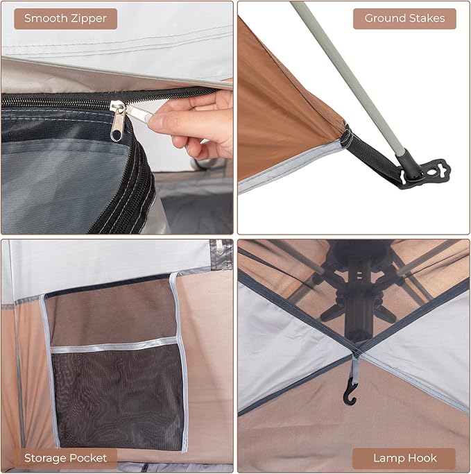 Outvita Pop Up Camping Tent, 4 Person Waterproof & Windproof Family Tent with Rainfly, Portable Easy Setup Outdoor Shelter with Carry Bag for Backpacking Hiking Trip Mountaineerin