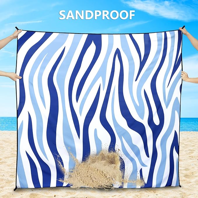 Beach Blanket, Sandproof Beach Mat, Waterproof Quick Drying Lightweight Outdoor Aztec Picnic Mat 79" X 83"/120"x108" for 2-8 Adults for Travel, Camping, Hiking