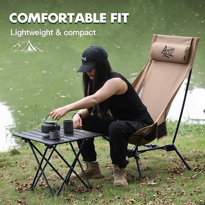 Compact Folding Camping Chair,Backpacking Chair,Supports 374lbs,Portable Travel & Hiking Chair,Lightweight Design,Perfect for Hiking Gear, Picnics and Traveling