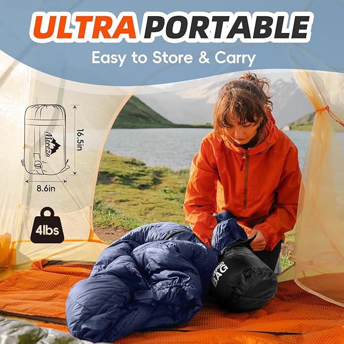 MEREZA Sleeping Bags XL for Adults Cold Weather Mens Large Wide Sleeping Bag for Big and Tall Girls Boys with Compression Sack for Camping Backpacking Warm & Cool Weather