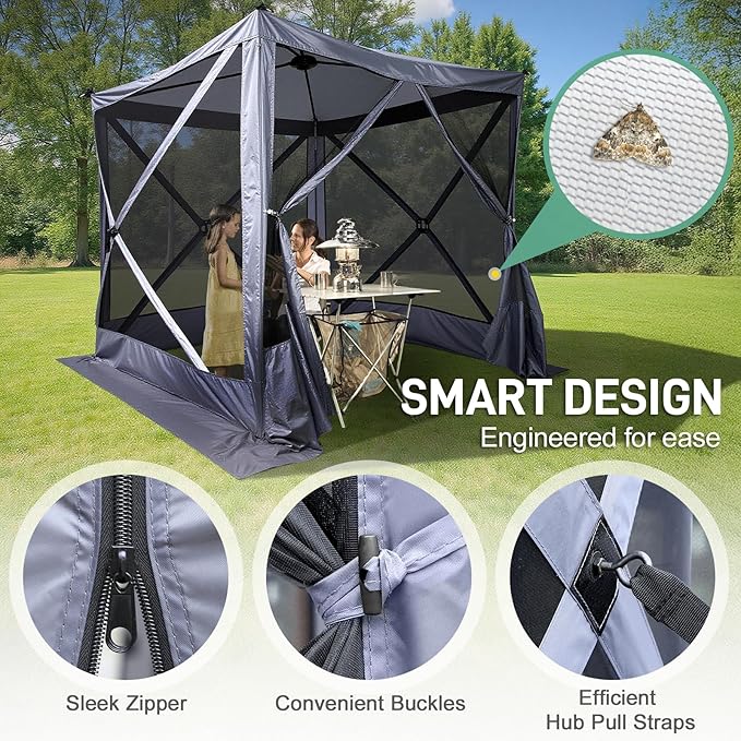 Outvita 7x7ft Instant Pop-Up Screen Tent - Outdoor Gazebo Canopy with Mosquito Netting & Carrying Bag - Versatile Pavilion Tent for Patios and Events