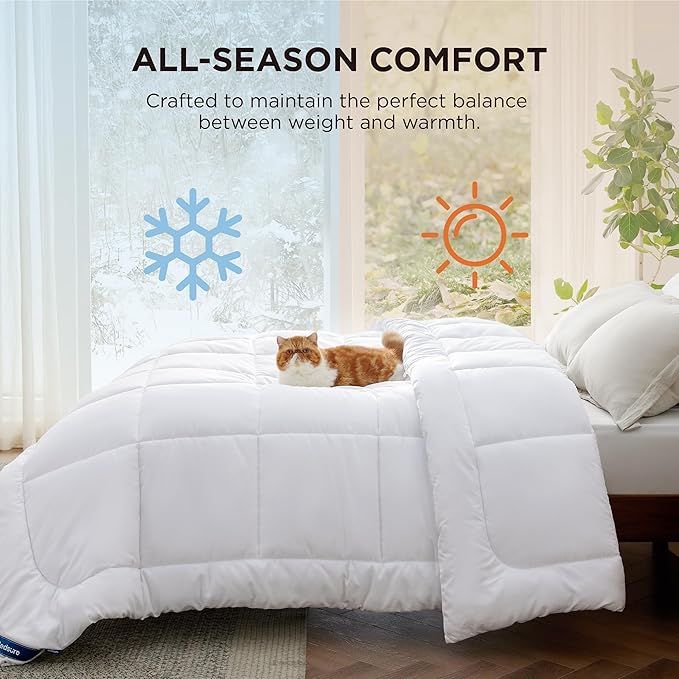 Bedsure Comforter Duvet Insert - Quilted Comforters Cal King Size, All Season Duvet, GentleSoft Down Alternative Bedding, with 8 Tabs, Gifts for Women/Men, White, California King 96 X 102 Inches