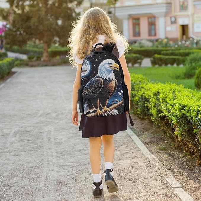 Rucksack Polyester Anti-Theft Multipurpose Native American Indian Eagle Bookbag Big Capacity Travel and Sport Backpack Rucksack With Side Pockets