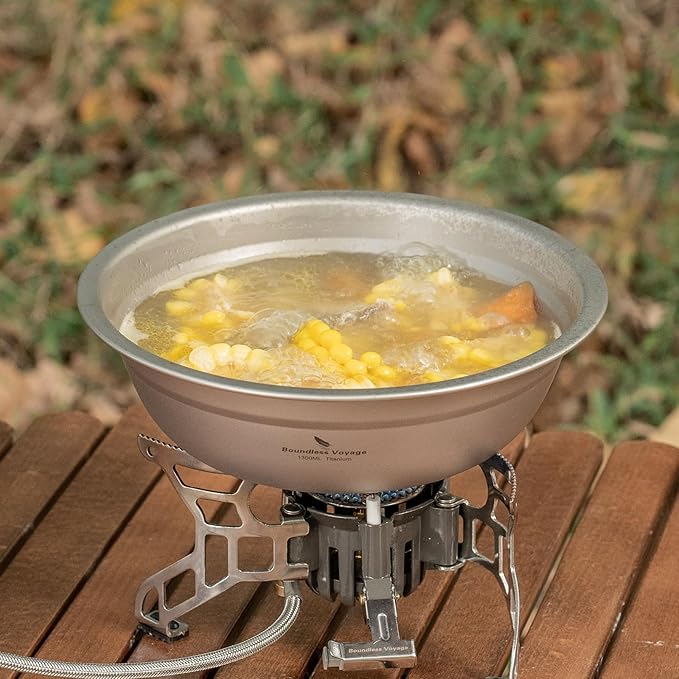 Boundless Voyage Titanium Camping Plate Bowl Set Rice Soup Salad Stackable Serving Bowls Ultralight Dinnerware Set Dishwasher Safe 1300ml ti1147t