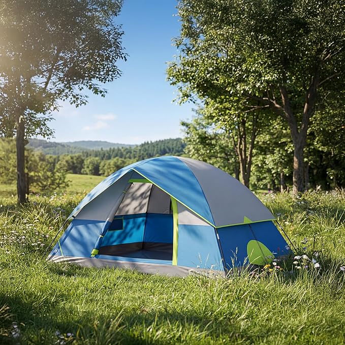 NEWBULIG 2-4 Person Camping Tent, Lightweight 5 Min Easy Setup, Waterproof Windproof Dome Tent with Rainfly for Outdoor, Hiking, Backpacking, Beach
