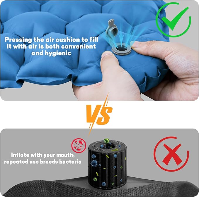 ONTYZZ Inflatable Seat Cushion Lightweight Stadium Seat Pad Travel Air Seat Cushion for Hiking Office Airplane Stadium Car