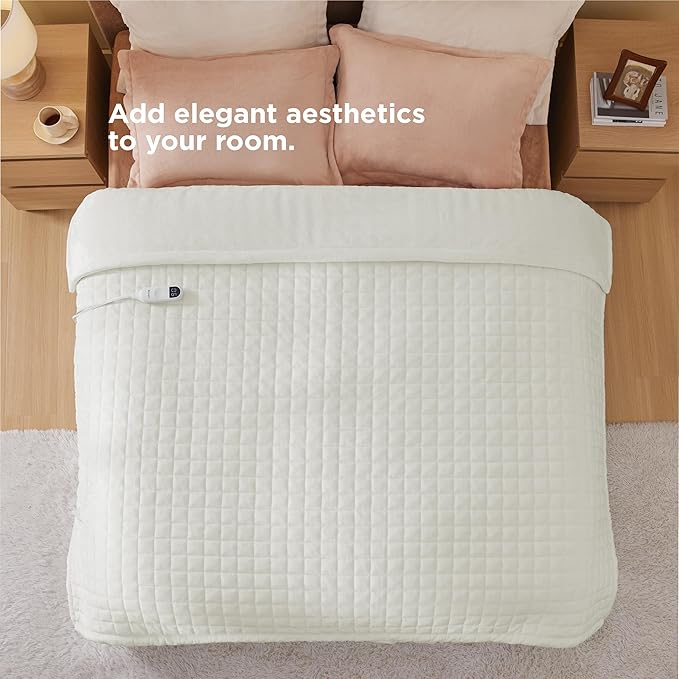 Bedsure Electric Blanket Full Size - Heated Weighted Blanket Full with 6 Heat Settings, Fasting with 10 Time Settings & 8 Hours Auto-Off (72x84 inches, Ivory)