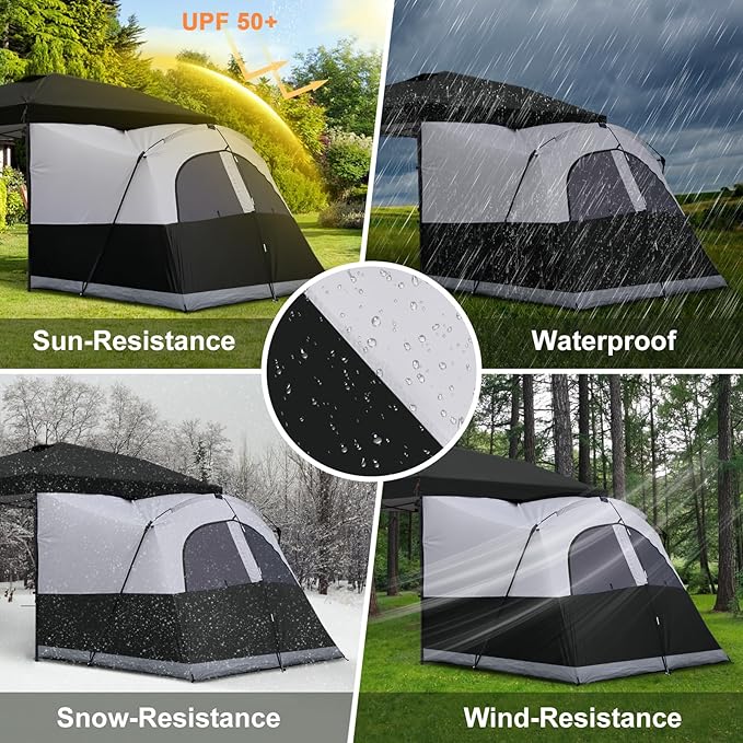KAMPKEEPER Canopy Side Tent,4-6 Person Camping Cube Tent for 10x10 Pop Up Canopies,Easy Up Gazebo with Window,Compatible with 10' Wide Canopy Tents