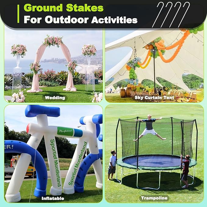 Kadrick Rebar Stakes 12 inch，J Hook Ground Stakes Anchors, 32-Pack White Galvanized Fence Stakes,Heavy Duty 5/16'' Diameter