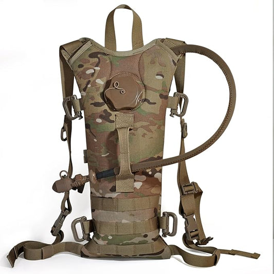 Multicam MOLLE Hydration Carrier – Holds 3-Liter Water Bladder – Tactical Military Backpack for Hiking, Biking, Camping, and Outdoor Use
