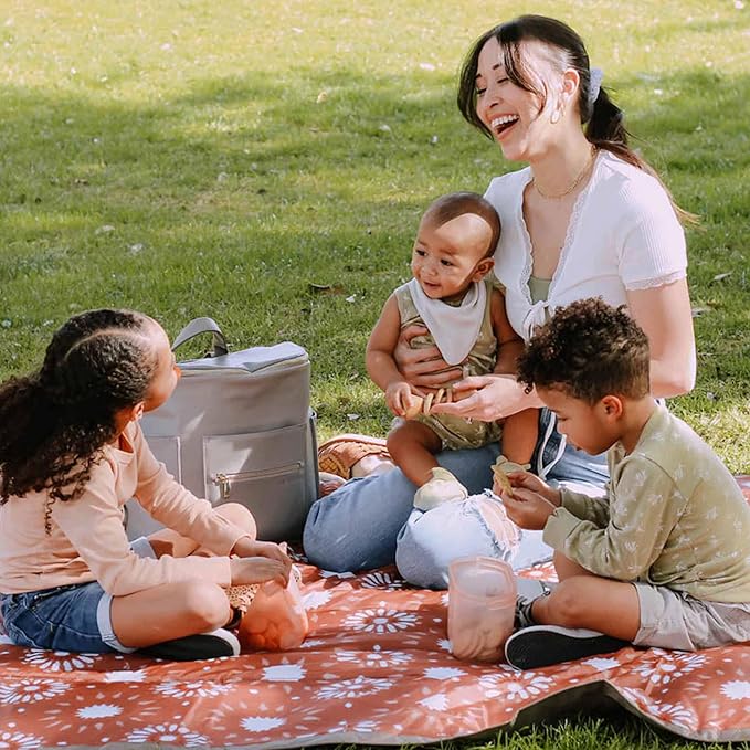 Little Unicorn 5'x5' Outdoor Family Picnic & Beach Blanket | Durable & Water-Resistant Fabric | Compact Fold & Easily Wipes Clean | Zipper Pocket (Sun Baked)