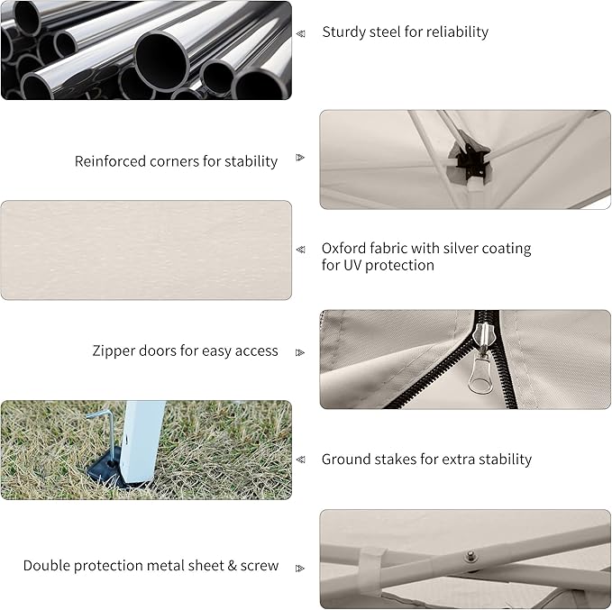 Outsunny 210D Oxford 10' x 10' Pop Up Canopy Tent with Netting, Instant Screen Room House, Tents for Parties, Height Adjustable, with Carry Bag, for Outdoor, Garden, Patio