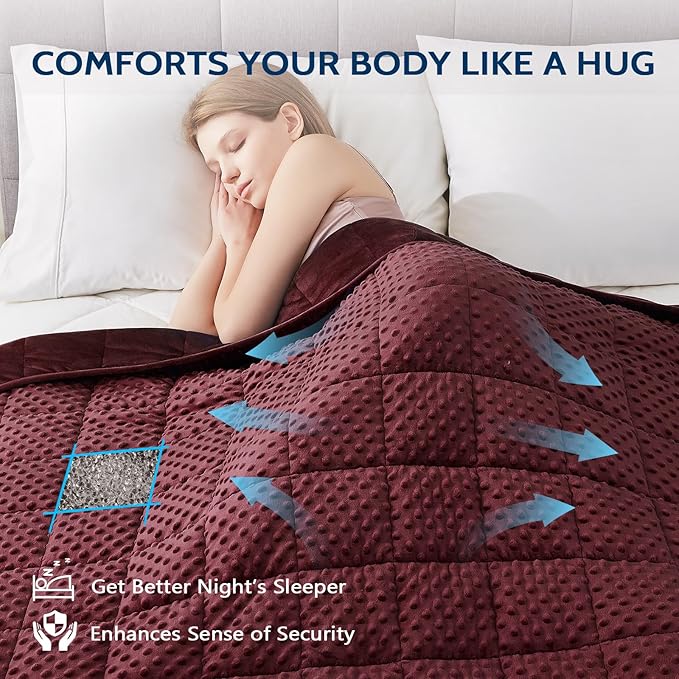 L'AGRATY Weighted Blanket for Adult - 60"x80" 17lbs Minky Dots Heavy Blanket with Glass Beads Soft Breathable for All-Season Summer Fall Winter Thick Comfort for Sleeping