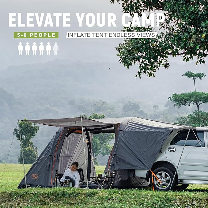 Inflatable SUV Tents for Camping, Easy Set up Car Tailgate Tent Waterproof with Tarps Portable Car Tents with 2 Doors for SUV MPV