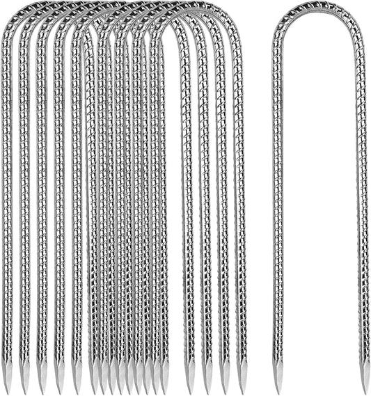 12 Inch Rebar Stakes,10 Packs Heavy Duty Metal U Hook Garden Ground Stakes for Camping Tent Canopy or Supporting for Garden Landscapes Fences Stakes (U Shape-Silver, U-12"x0.3"-10pcs)