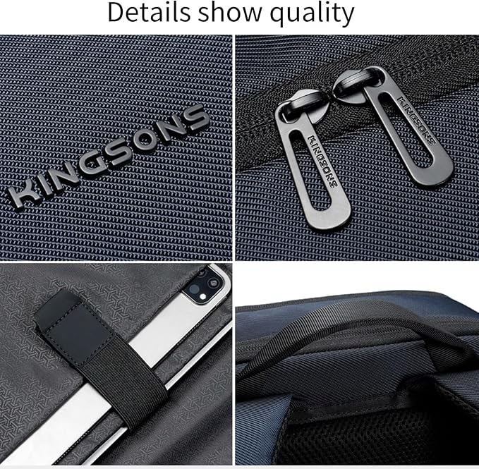 Kingsons 15.6 Inch Laptop Compartment Backpack for Men,Waterproof Slim Durable Business Backpack for Work，Travel (KS25054-Black-US-1)