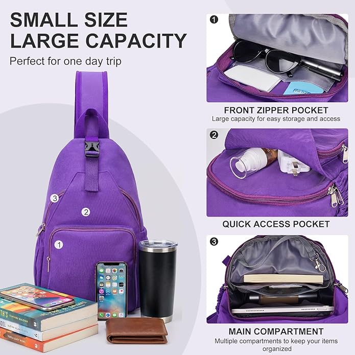 AOTIAN Anti-Theft Sling Backpack - Lightweight Water-Resistant Chest Daypack for Travel, Hiking & Outdoor
