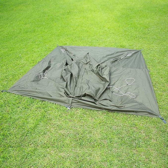 Camping Teepee Tent - Ultralight Backpacking Tent for 1 Person, Waterproof With Mosquito Net Included, Solo, Green