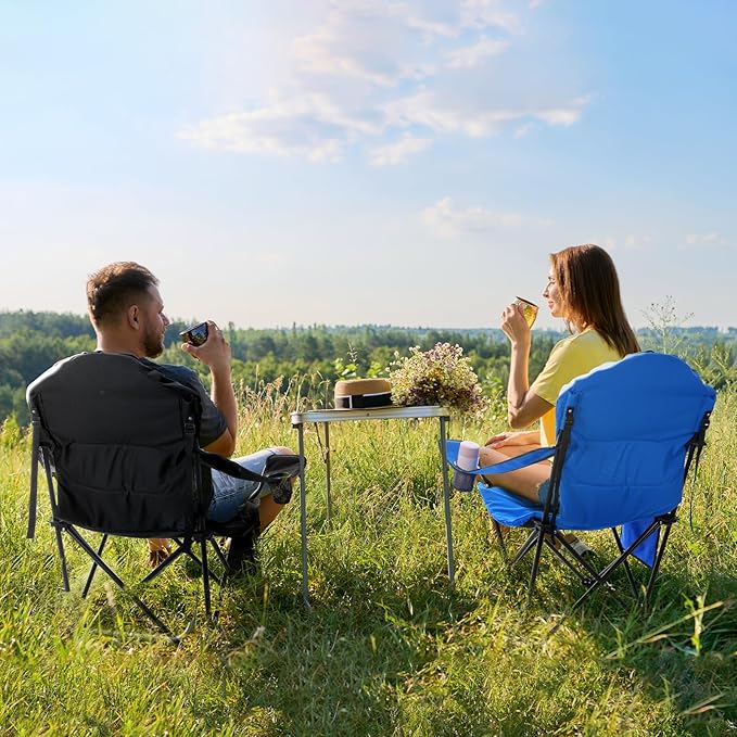 Sportneer Folding Camping Chair: 3 Adjustable Angle Camping Chair with Backrest Headrest & Carry Bag - Portable Folding Chair for Camping Outdoor, 2 Pack
