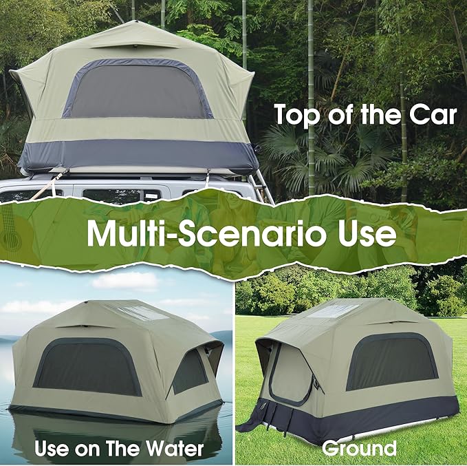 HOMEFUN Inflatable Rooftop Tent for Car Truck, 2 Person Roof Tent with Waterproof 300D Fabric, Windproof Design for Overlanding and Outdoor Adventure,Easy to Set Up