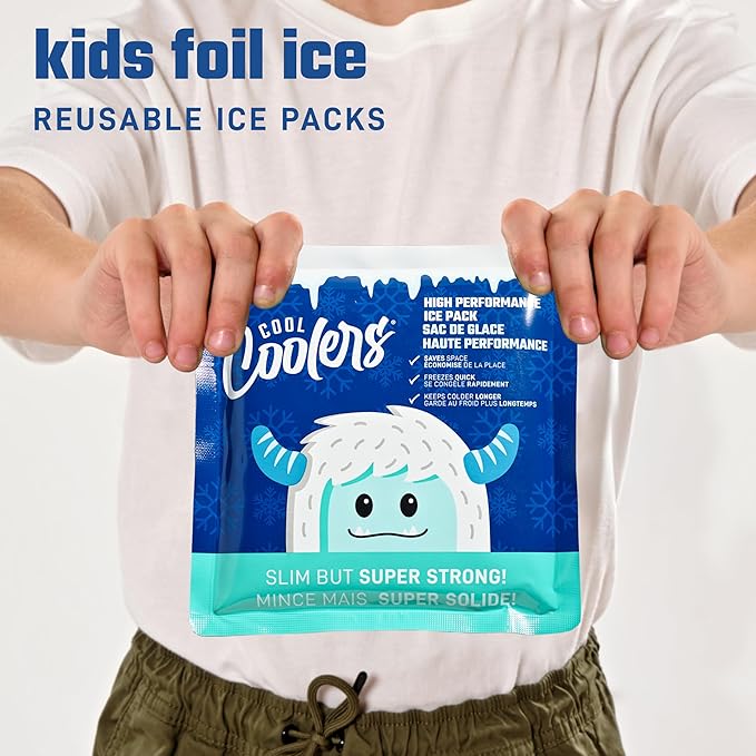 Cool Coolers by Fit & Fresh High Performance Kids Lunch Box Ice Packs, Puncture Resistant Ice Packs for Lunch Bags and Cooler, Durable and Reusable, Non-Toxic Gel Ice Packs, 4PK