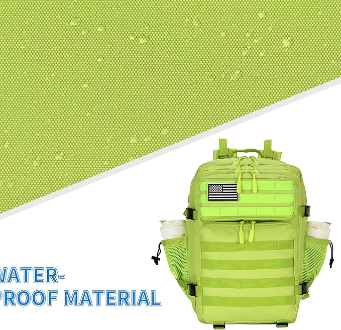 25L/45L Tactical Backpack Military Tactical Backpack Heavy Duty Molle Assault Pack for Work Gym Outdoors (1.0 25L-bright green, Small)