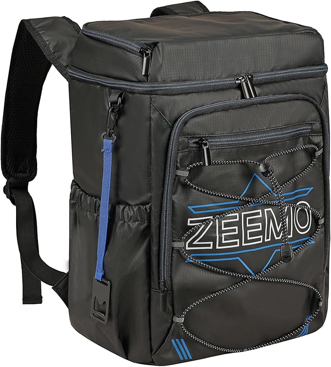 ZEEMO Backpack Cooler for Men, Insulated Leak Proof Lunch Bag, Large Capacity Lightweight Rucksack for Picnic, Beach, Backyard, Black