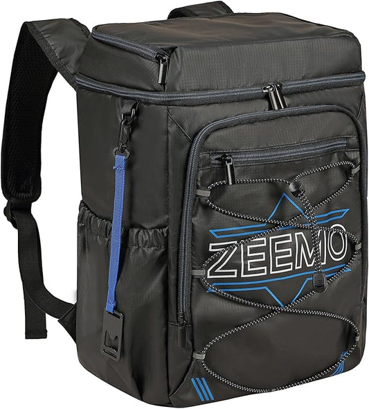 ZEEMO Backpack Cooler for Men, Insulated Leak Proof Lunch Bag, Large Capacity Lightweight Rucksack for Picnic, Beach, Backyard, Black