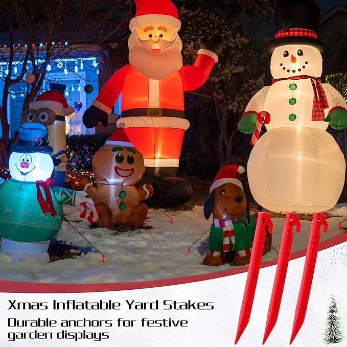 Aodaer 16 Pieces Plastic Inflatable Stakes 8.8 Inch Christmas Halloween Yard Stakes Heavy Duty Anchor Replacement Inflatable Accessories for Garden Outdoor Inflatable Decorations, Red