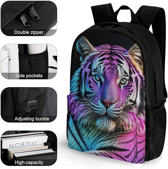 Polyester Daypack for Hiking Work Running, Big Capacity Anti-Theft Multipurpose Shoulder Bag, King Of The Tiger Butterfly Art Travel and Sport Backpack Rucksack