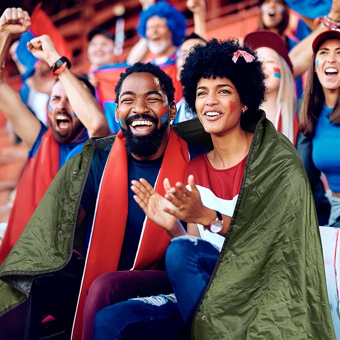 SUN CUBE Large Waterproof Camping Blanket, Fleece Quilted Stadium Blanket for Cold Weather, Windproof Foldable Outdoor Blanket Mat for Picnic, Beach, Pets, Car, 60x80in