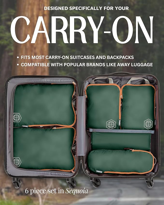 Compression Packing Cubes Set for Carryon Suitcases- Lightweight, Durable Clothes Organizer