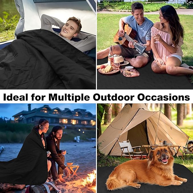 Outdoor Waterproof Camping Blanket, Foldable Fleece Stadium Blanket for Outdoor Sports Event, Camping, Picnics