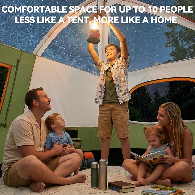 COBIZI 4-6-8-10 Person Camping Tent, Spacious Family Tents for Camping Ideal, Hiking, 3500mm Waterproof Double-Layer Windproof Tent for Hiking & Backpacking