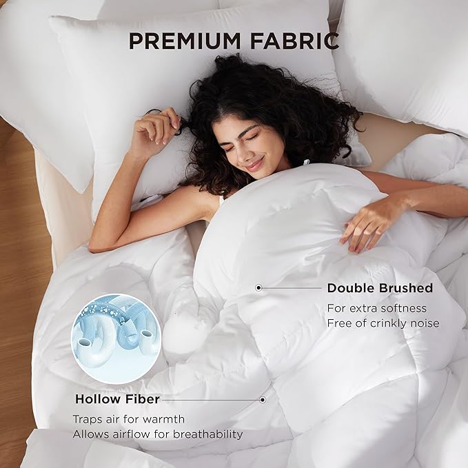 Bedsure Comforter Duvet Insert - Quilted Comforters Full Size, All Season Duvet, GentleSoft Down Alternative Bedding, with 8 Tabs, Gifts for Women/Men, White, Full 86 x 82 Inches