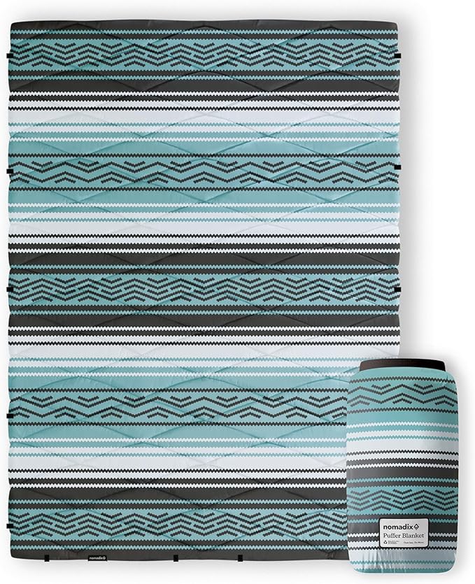 Nomadix Puffer Blanket – Water-Resistant, Eco-Friendly Insulated Blanket with Snaps for Camping, Beach, and Travel, Made from Recycled Materials