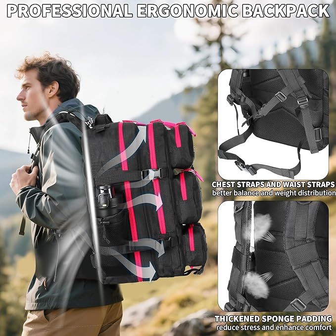 55L Tactical Backpack Heavy Duty Military Rucksack Molle Backpack 3 Day Assault Pack for Work Outdoors