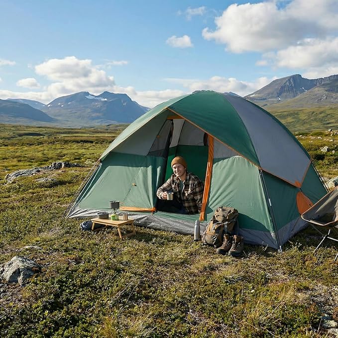 OLIXIS Camping Tent 2/4 Person, Waterproof Windproof Dome Tent with Multi-Directional Ventilation, Quick 5 Min Setup for Family Outdoor, Backpacking, Hiking