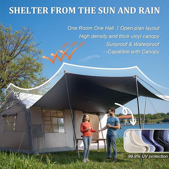Inflatable Tents for Camping, Large Inflatable Camping Tent with Hand Pump, Easy Setup Tents for 4-6 People, Portable Glamping Tent