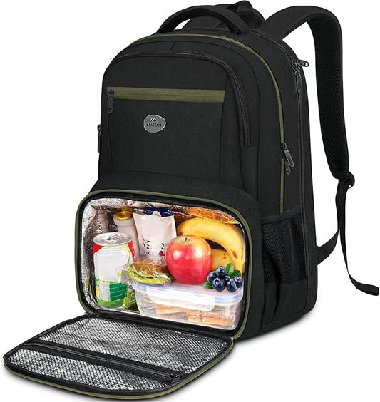 MATEIN Laptop Backpack for Men with Lunch Compartment, 17 Inch Professional Work Back Pack with Padded Straps, Insulated Lunch Backpack for Office Commute, Anti Theft TSA Business Travel Work Bag