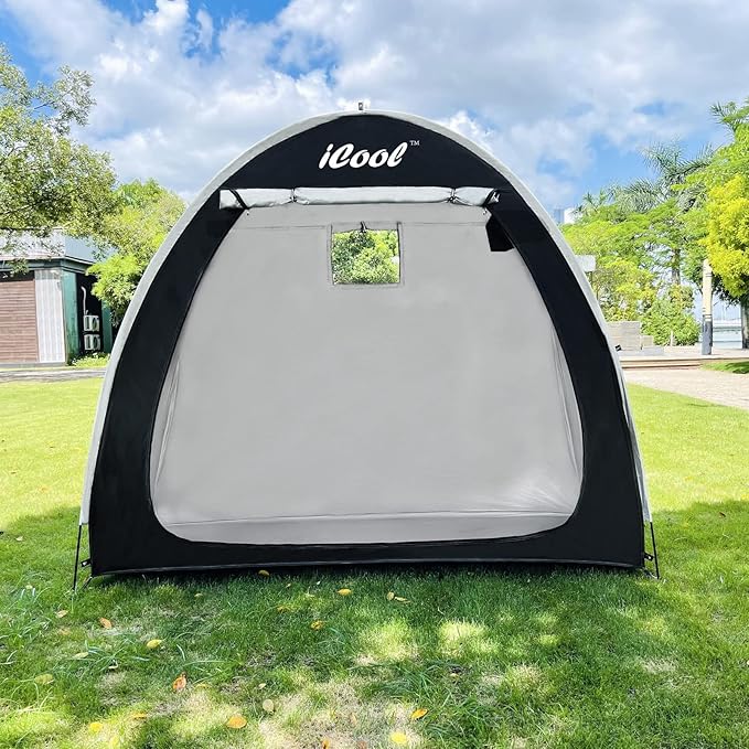 iCool Outdoor Bike Covers Storage Shed Tent, 210D Oxford Thick Waterproof Fabric Aluminum Alloy Bracket Bicycle Storage shed Neat Cover - Storage of 2 Bicycles or tricycles-Black