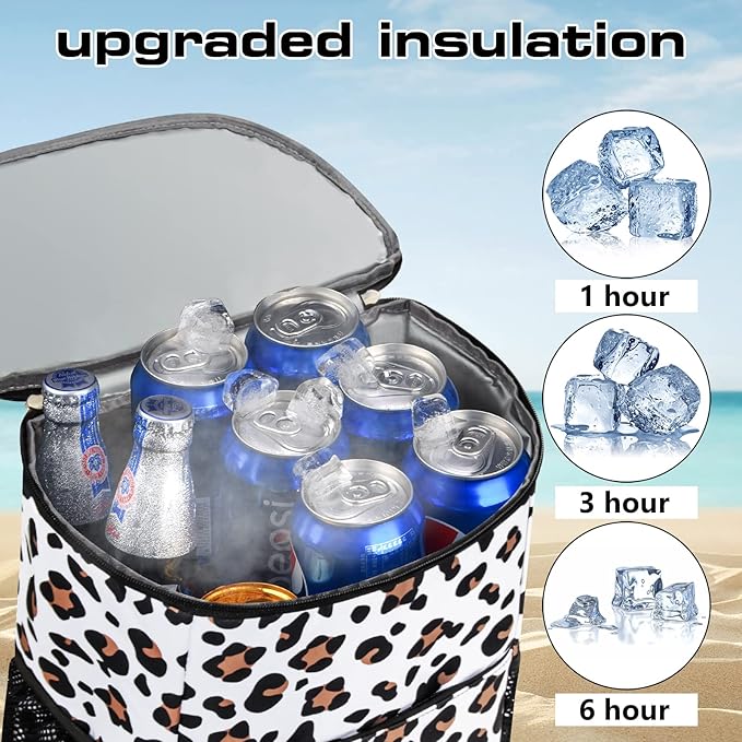 Wolka Cooler Backpack 30 Cans,Portable Backpack Coolers Insulated Leak Proof,Waterproof Soft Sided Cooler Bag for Travel,Beach,Camping,Picnic,Lunch Backpack for Women (Snow Leopard)