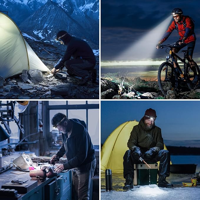 Lepro Headlamp Rechargeable, LED Head Lamp with 6 Modes for Camping & Hiking Gear Essentials, IPX4 Waterproof High Lumen Bright Headlight Flashlights with Adjustable Headband, USB Cable Include