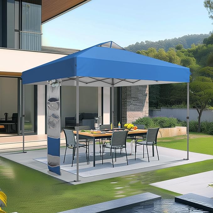 Sophia & William Canopy Tent Pop Up 10x10 ft One Person Push Set Up Tent, Outdoor Canopies Shelter Heavy Duty Straight Legs with 4 Sandbags & Guy Ropes, 1 Roller Bag & Storage Bag, 8 Stakes UPF50+