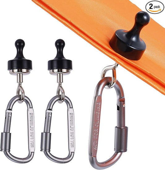 Magnetic Hooks for Canopy, Magnet Clip Hanger with Carabiner for Camping, Heavy Duty Earth Magnets, Cruise Hanging, Multifunctional Tent Canopy, Suitable Tents Swivel Snap