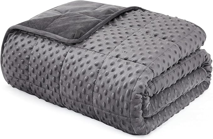 L'AGRATY Weighted Blanket for Adult - 60"x80" 15lbs Minky Dots Heavy Blanket with Glass Beads Soft Breathable for All-Season Summer Fall Winter Thick Comfort for Sleeping
